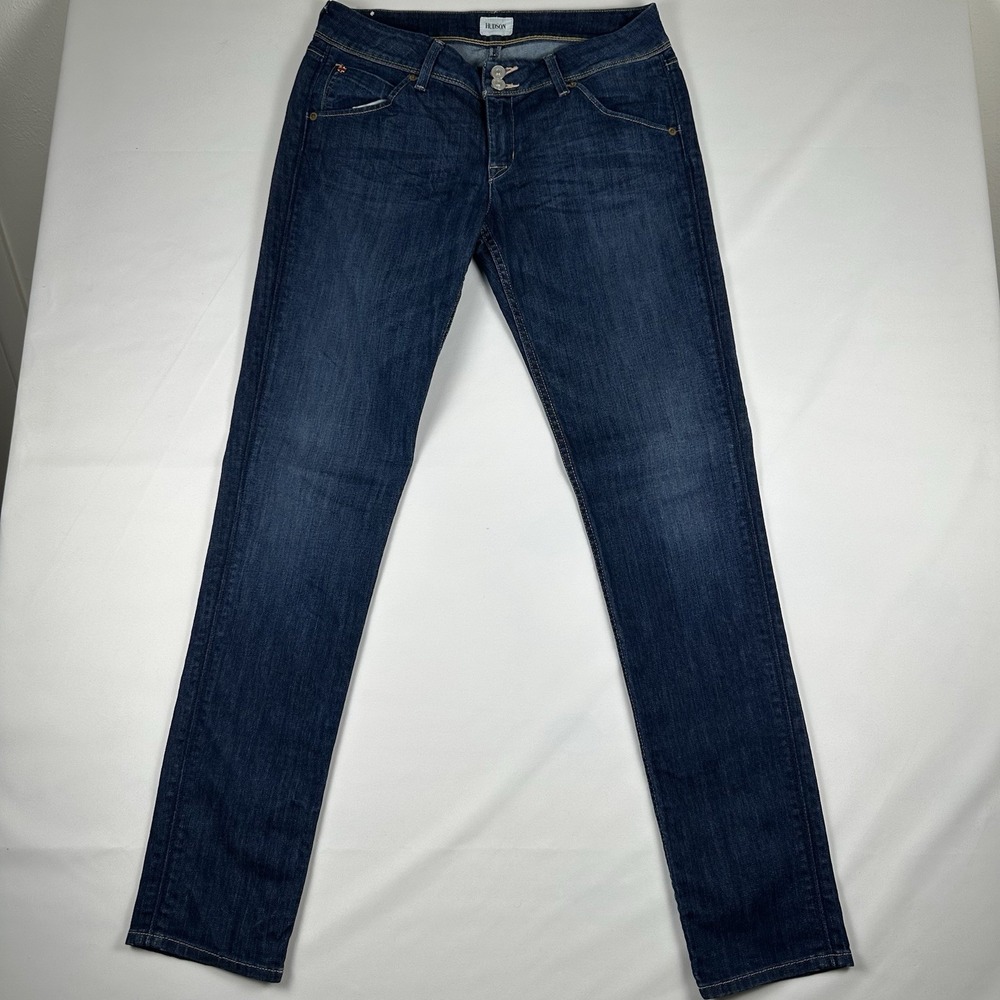 Hudson Womens Low Rise Dark Blue Skinny Jeans Sz 29 Flap Pockets Slim Fit Y2K